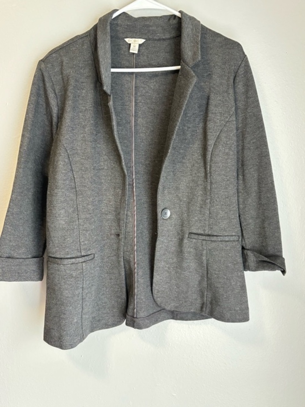 LOFT Charcoal Gray Knit Blazer Jacket